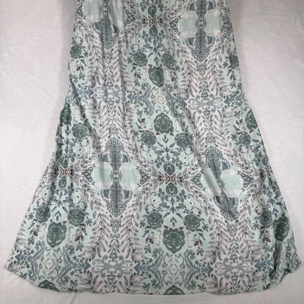 Soft Surroundings Maxi Dress Womens L Green Paisley Beaded Boho 2FV07 Resortwear - Picture 2 of 11